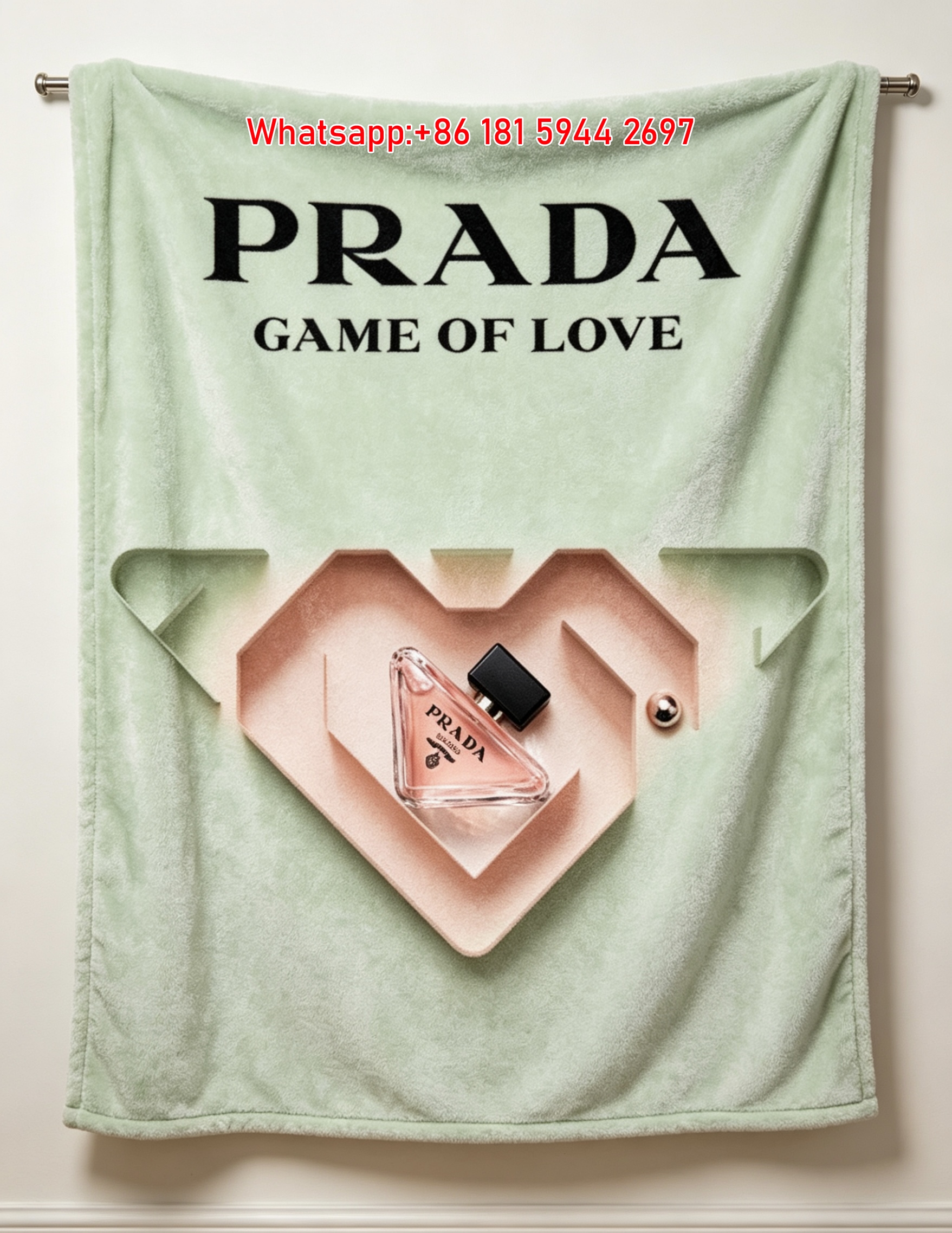 Prada Game of Love Mint Green Background Perfume Print Flannel Throw Blanket IMG_2803